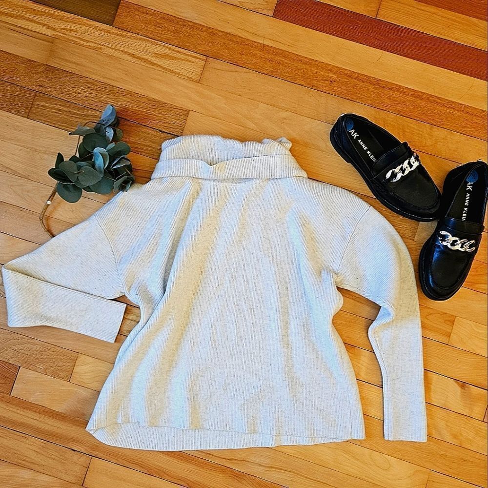 Cabi White Cowel Ribbed Sweater